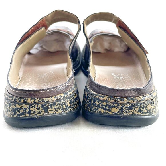 SOLD  Rieker 7 Antistress 38 Gray Leather Mary Jane Newspaper Slides Slip Ons - Picture 8 of 13